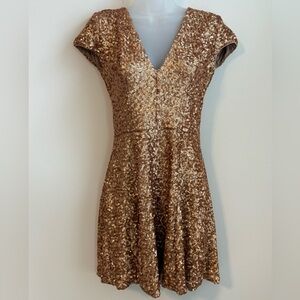 Dress the Population Gold Sequin Mini Dress